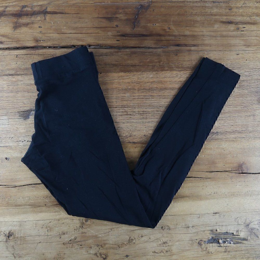 MOSSIMO SUPPLY COMPANY BLACK WIDE WAISTBAND COTTON STRETCH FASHION LEGGINGS MED